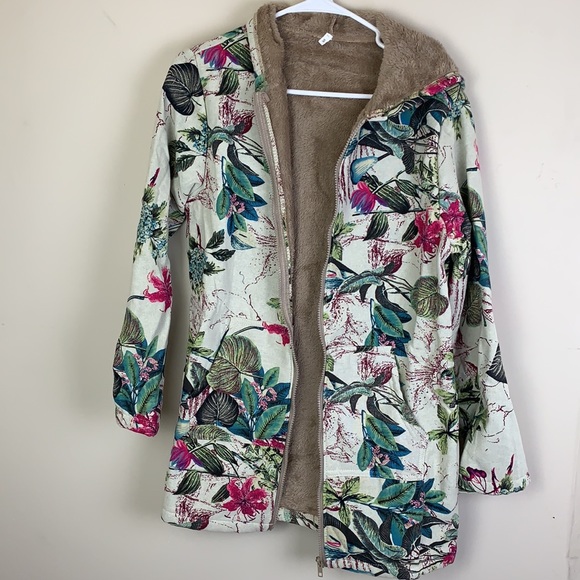 SMALL Pink and ivory floral light hoodie - Picture 4 of 16